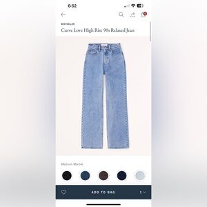 Curve Love 90’s high rise relaxed jean - medium wash - abercrombie & fitch